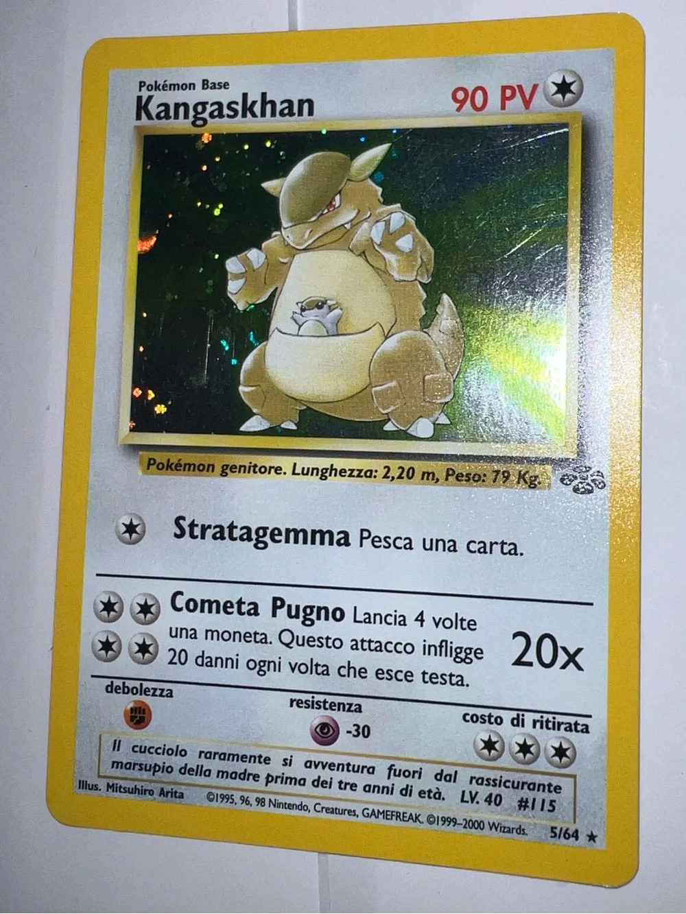 Pokemon Kangaskhan Holo Card - Yellow, Gold, White